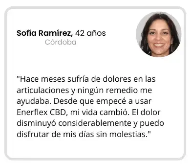 Testimonio de Sofía sobre alivio articular con Enerflex CBD en Argentina