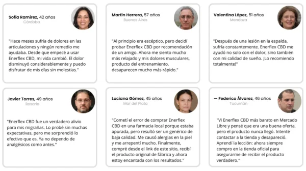 Testimonios de clientes sobre Enerflex CBD 75g para alivio de dolores en Argentina